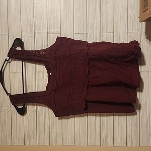Crimson knit baby doll blouse